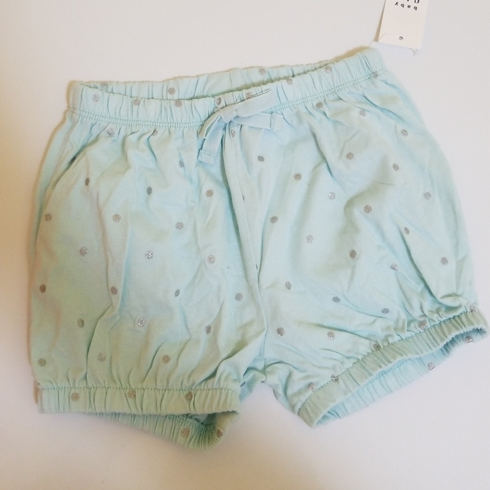 Baby Gap Girls Blue W/ Silver Glitter Dots Shorts